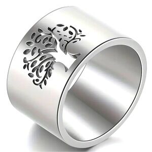 Fashion Silver OR Gold Colored Stainless Steel Tree of life Cuff Ring Sz 9,10